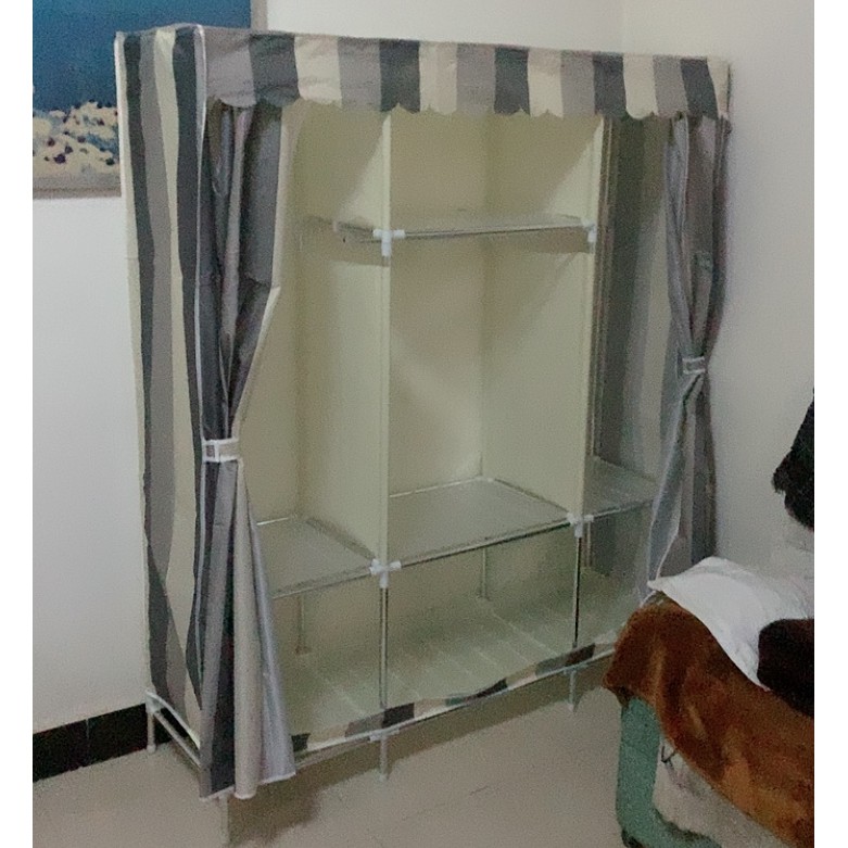 Tủ Vải Kệ Tủ Đựng Quần Áo Metal 3 Buồng Khung Thép Siêu Chắc Chắn