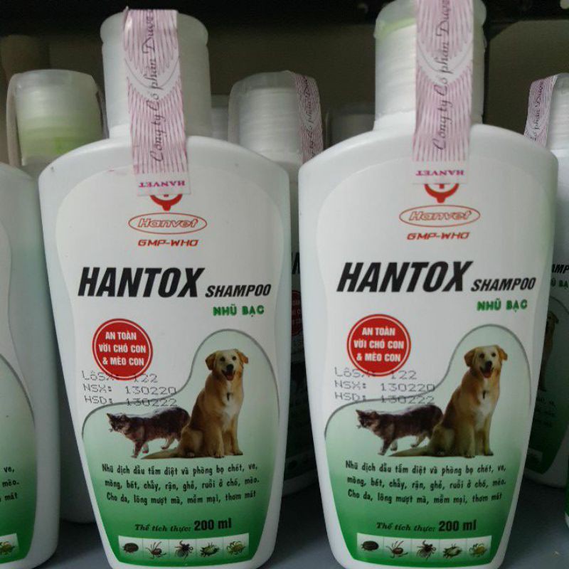 Sữa tắm HANTOX nhũ bạc phòng và diệt ve rận, bọ chét chó mèo - Hantox Xanh