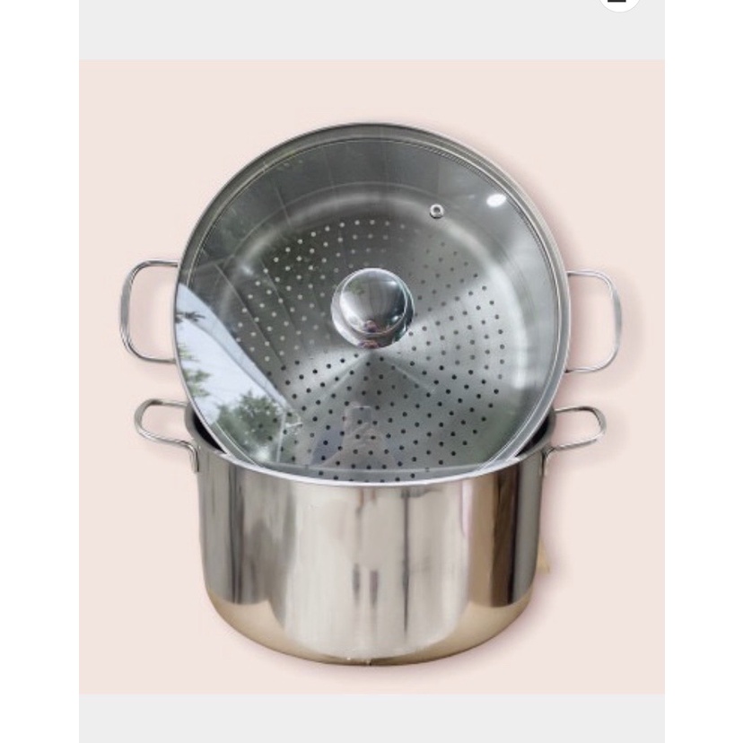 Bộ xửng inox 28cm-nắp kính