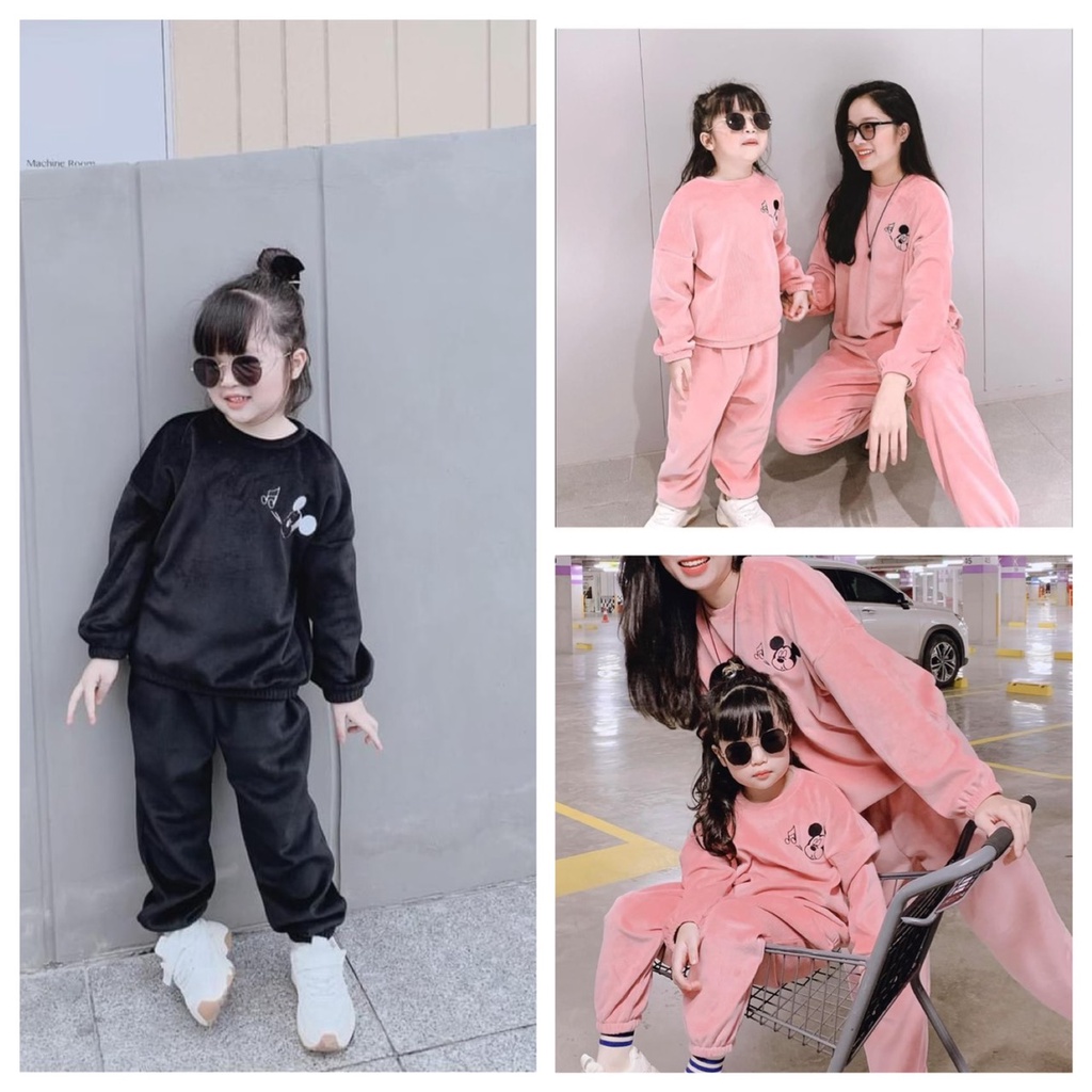 SET MẸ BÉ MICKEY TĂM NHUNG HỒNG/ĐEN