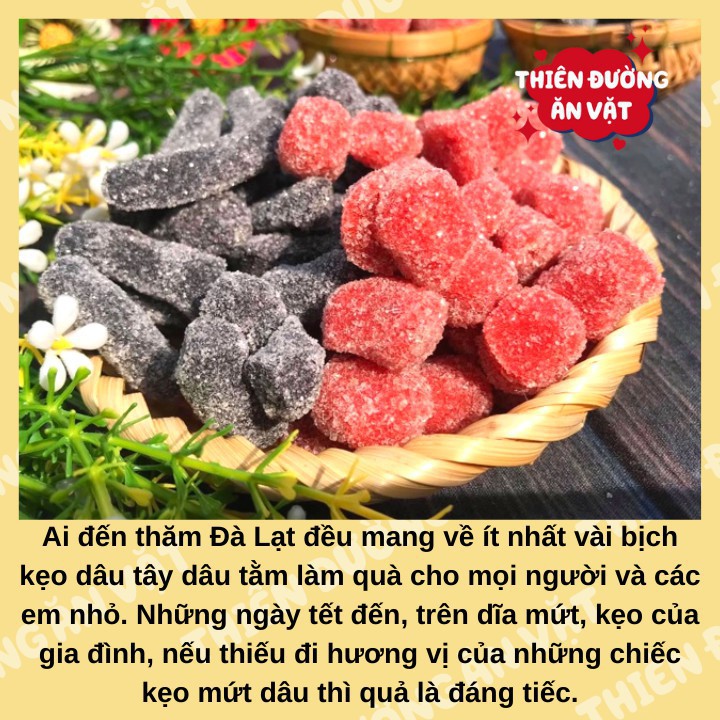 Kẹo Dâu Tây Dâu Tằm Thiên Đường Ăn Vặt Kẹo Dâu Mix Đường Đồ Ăn Vặt Vị Chua Mềm Dẻo Đà Lạt