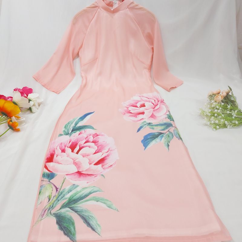🥰 Áo dài tơ óng 4 tà đẹp in 3d cao cấp hàng thiết kế giá rẻ ảnh thật 100%