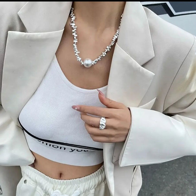 Dây Chuyền Đính Ngọc Trai Phong Cách Hiphop 19A1685 Thời Trang