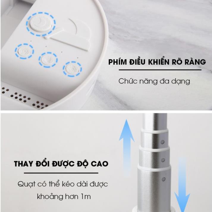 Quạt tích điện phun sương gấp gọn đa năng - có đèn LED, 4 tốc độ gió cực mát, điều chỉnh độ cao | BigBuy360 - bigbuy360.vn
