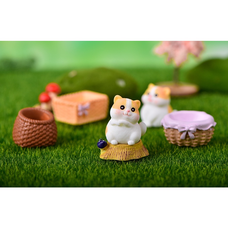 Mô hình bầy mèo nhỏ màu cam dễ thương cho các bạn trang trí tiểu cảnh, terrarium, DIY