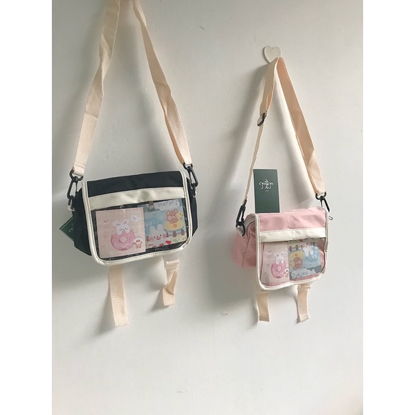 Túi đeo chéo 2 nịt size nhỏ dễ thương ( tặng kèm 2 postcard + hình thật)