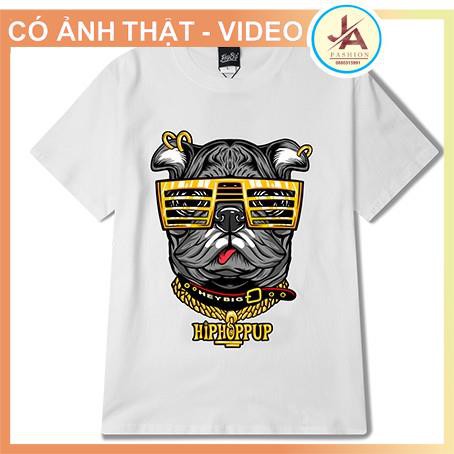 Áo Thun Nam Ngắn Tay In nổi 5D Hình Chó Đeo Kính Phong Cách Cổ Tròn Áo Phông Nam Chất Vải Cotton mềm co dãn JASHOP