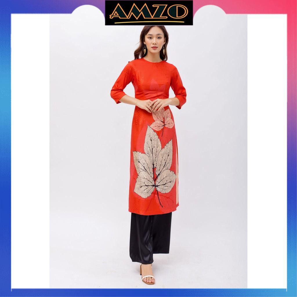 Áo Dài Cách Tân, Áo Dài Nữ Gấm Lụa Màu Đỏ In Hình Chiếc Lá. | BigBuy360 - bigbuy360.vn