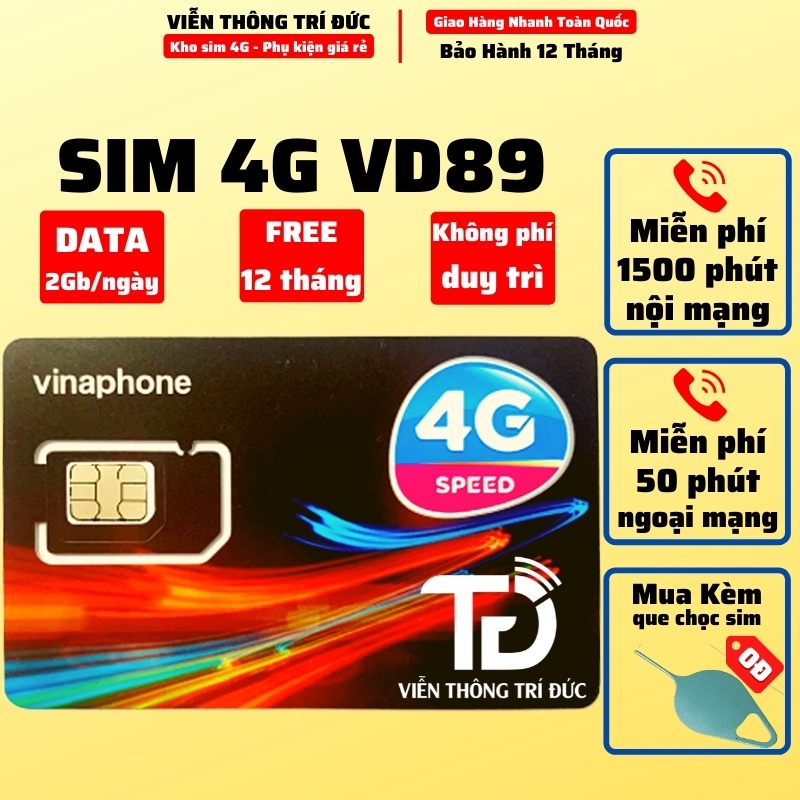 Sim 4G Vinaphone VD149 Data 120Gb, VD89/Fhappy 60Gb/tháng,Gọi Free. U1500 Max Băng Thông 500Gb/Th. D500/D500T, 5Gb/Tháng