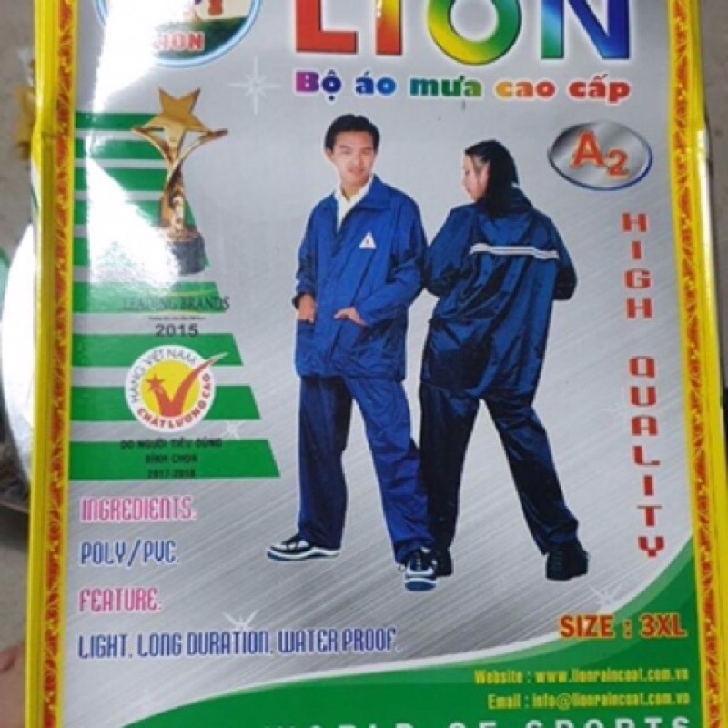 Bộ Áo Mưa Vải Dù Cao Cấp Lion 2 Lớp_Chống Thấm