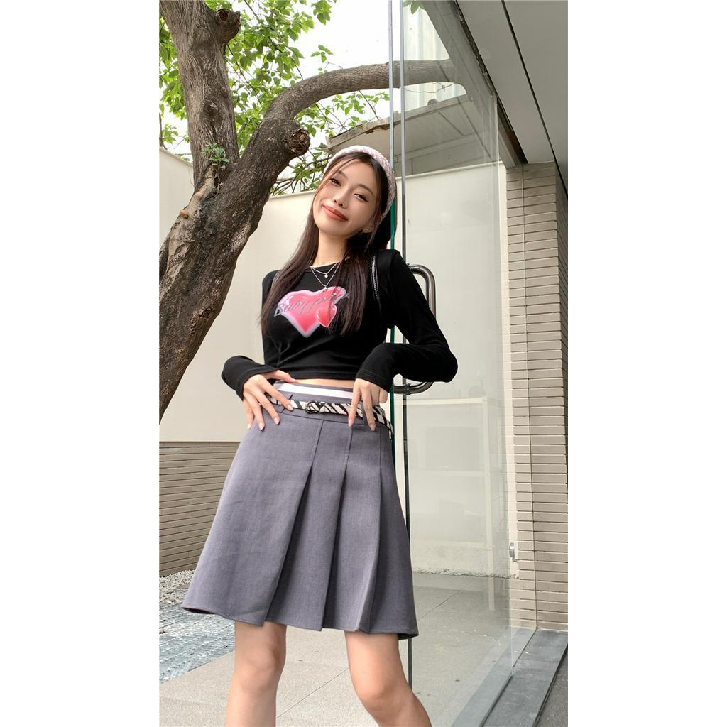 Áo Thun Lửng Tay Dài In Hình Trái Tim 60724