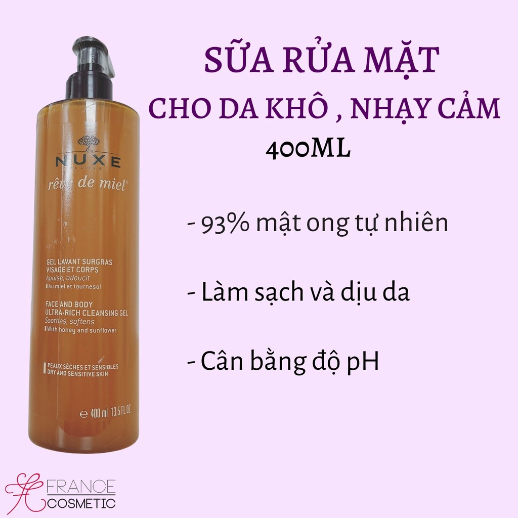 GEL RỬA MẶT KIÊM TẨY TRANG NUXE DÀNH RIÊNG CHO DA KHÔ, NHẠY CẢM.