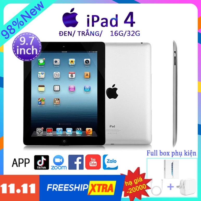 máy tính bảng i Pad 4 đời Chính Hãng tablet 16G/32G Wifi Quốc tế Máy tính bảng cũ giá rẻ Bảo hành 12 tháng