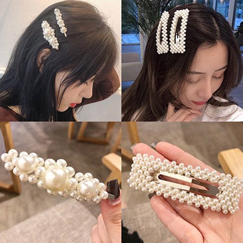 Kẹp tóc đính ngọc trai nhân tạo thiết kế thời trang dành cho nữ