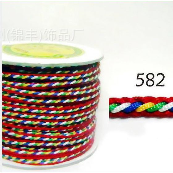 1-5met Dây chỉ ngũ sắc may mắn, chỉ đỏ may mắn 582 size 3,2mm