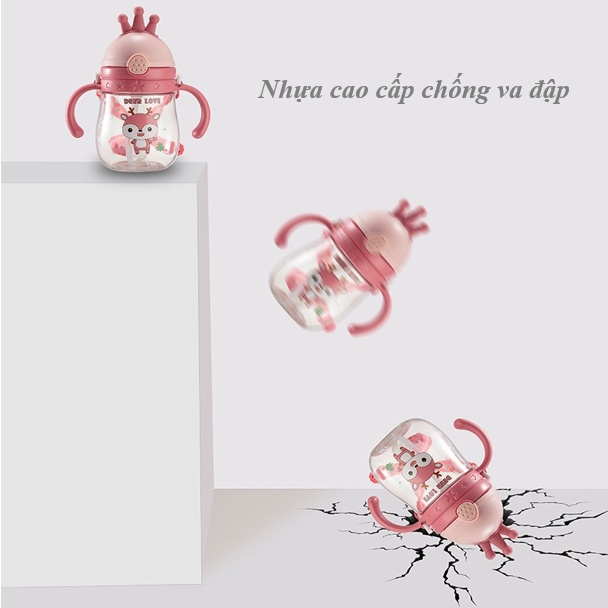 [Tặng dây đeo] Bình tập uống nước cho bé - Có chống sặc - Bình uống nước được làm từ nhựa cao cấp an toàn cho bé