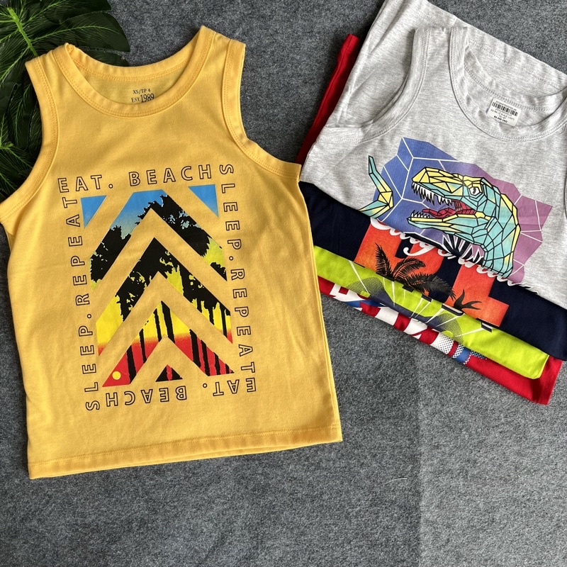 [NHIỀU MẪU 4-14y] Áo thun ba lỗ cho bé trai size đại 4-14y, cotton mềm mát, hàng Place dư xịn