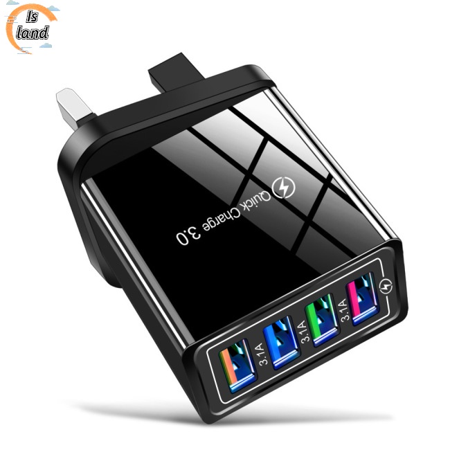 Củ Sạc 12w 4 Cổng Usb 3a Phích Cắm Us / Eu / Uk Tiện Dụng