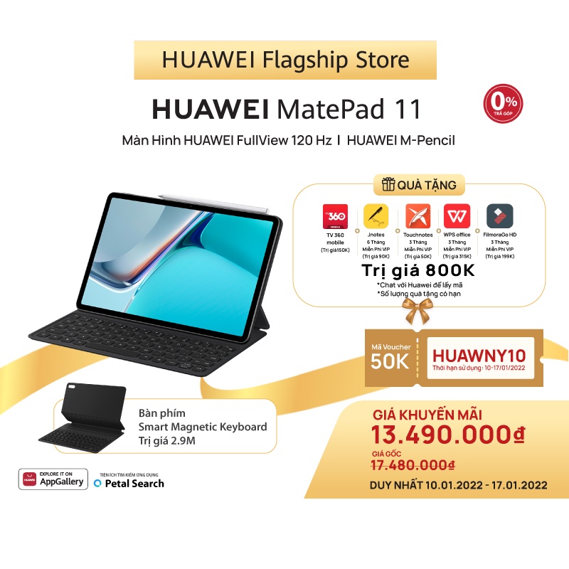 [Mã ELMALL1TR giảm 5% đơn 3TR] Máy Tính Bảng Huawei MatePad 11 | Màn Hình FullView 120 Hz | HUAWEI M-Pencil