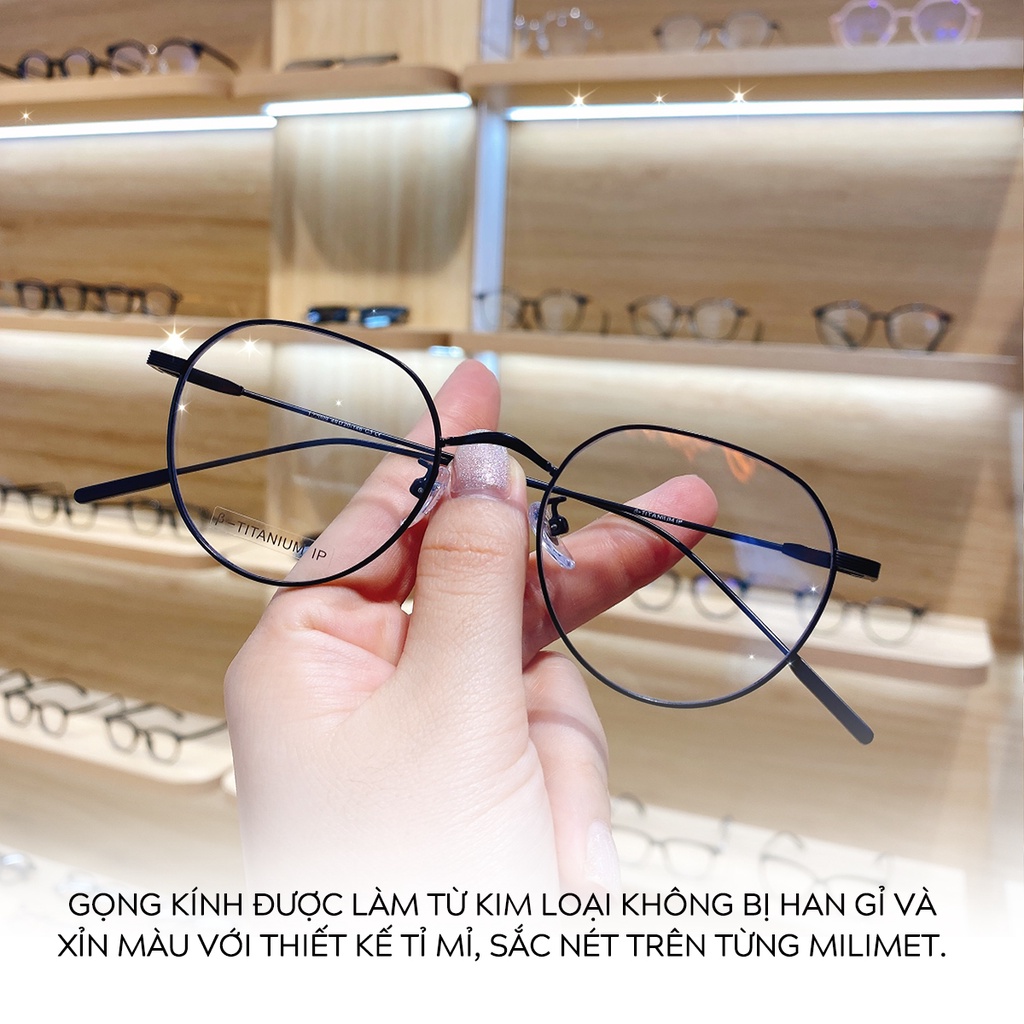 Gọng kính cận kim loại Eyeglow mắt tròn nobita thời trang dễ thương cute EG22009