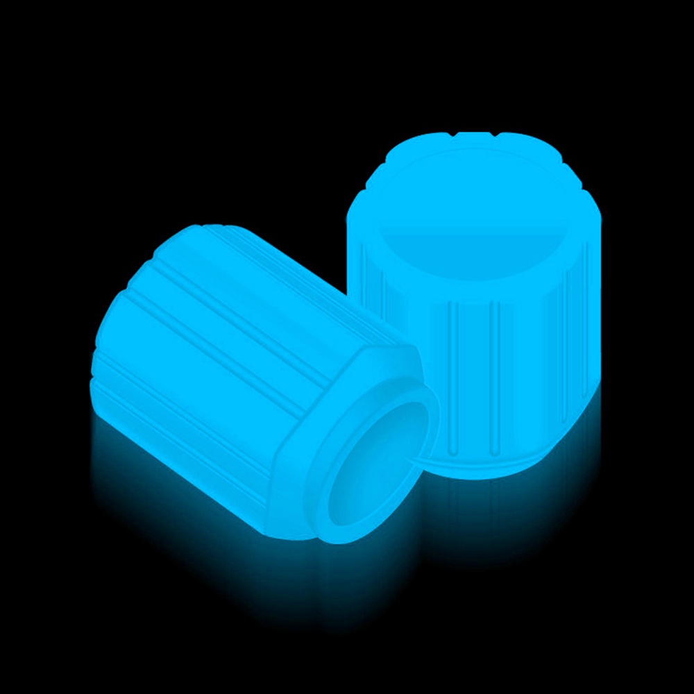 Set 1 / 4 Nắp Van Lốp Xe Hơi / Xe Máy Chống Bụi Màu Xanh Dương Dạ Quang Thông Dụng