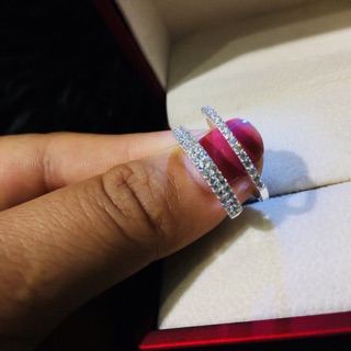 Nhẫn bạc nữ 2 hàng đá và 1 hàng đá