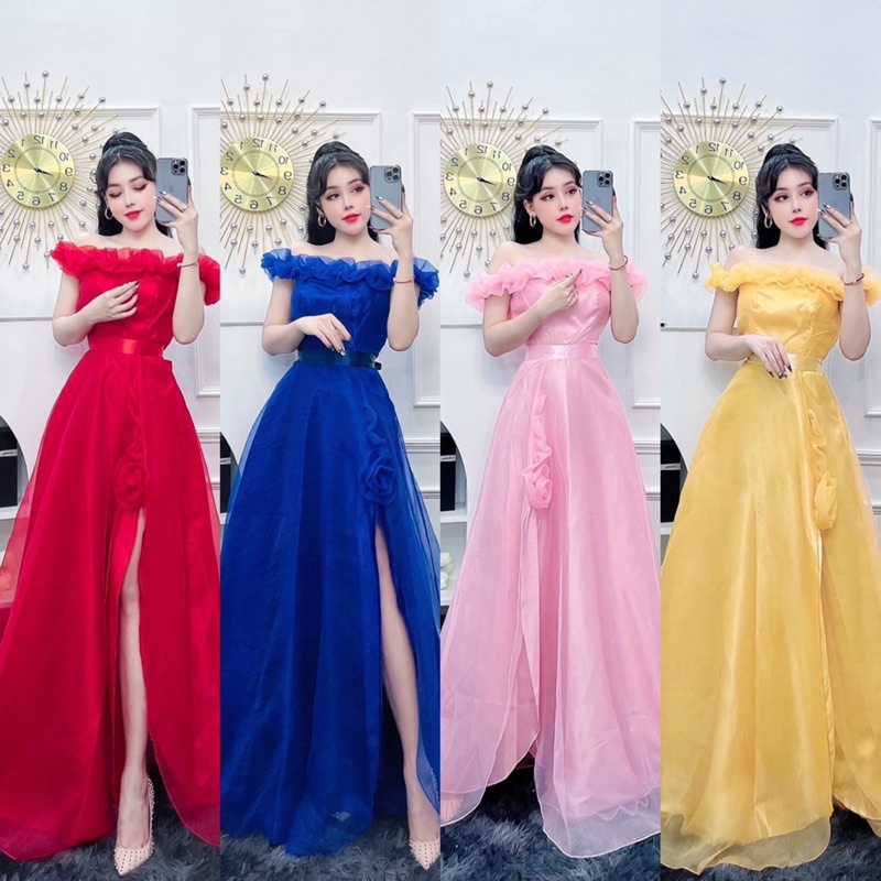 Đầm xoè voan hoa TRIPBLE T DRESS đi biển nơ vai phong cách boho - Free size - MS201Y