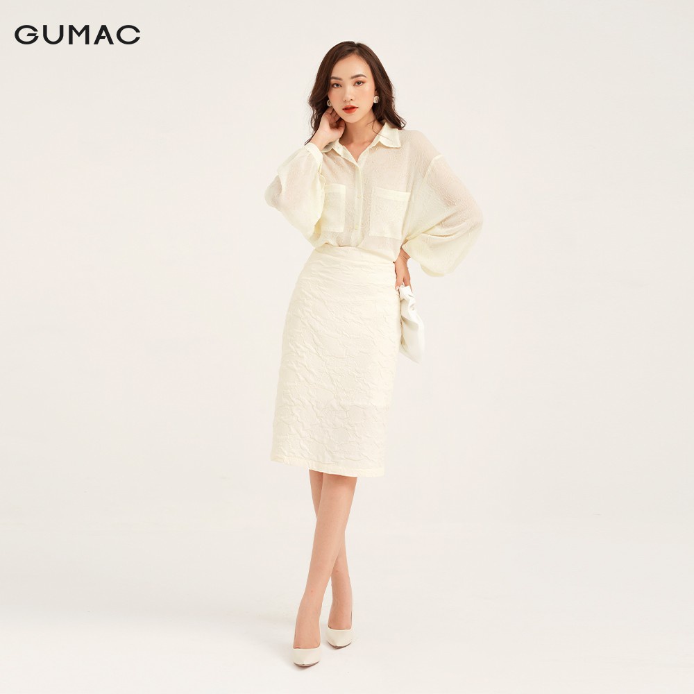 [Mã WABRGU50 giảm 10% đơn 250K] Áo sơ mi nữ thiết kế 2 túi GUMAC màu vàng freesize AB195