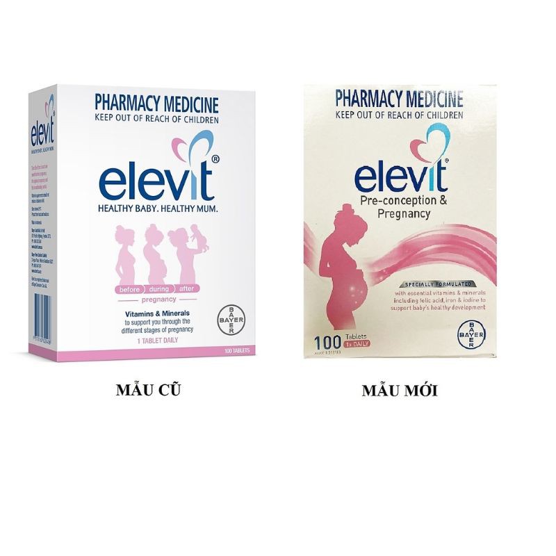 Viên uống vitamin tổng hợp Elevit nội địa Úc cho phụ nữ mang thai và sau sinh hộp 100 viên