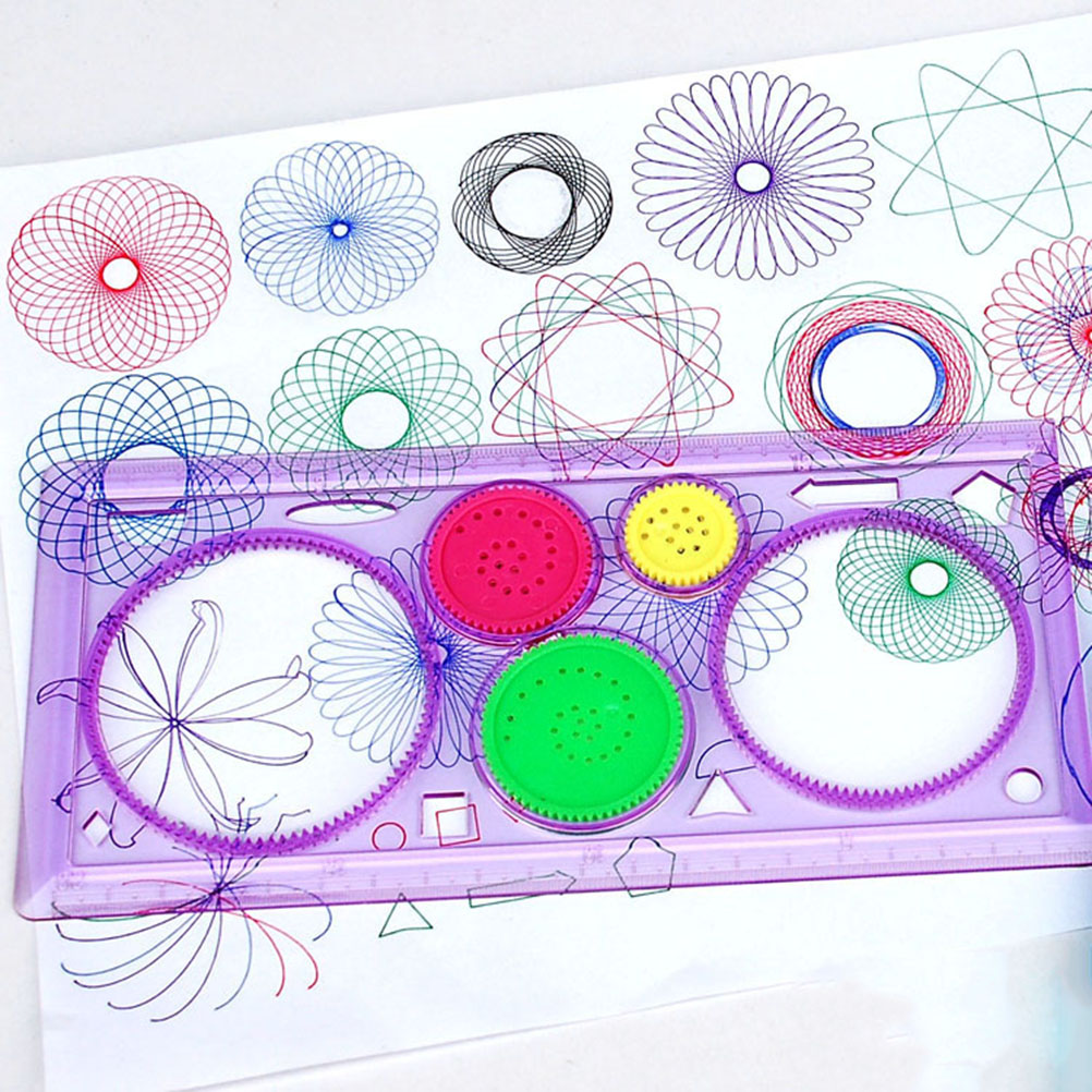 [extremewellknownsuper]1 Pcs Spirograph Geometric Ruler Drafting Tools Stationery Drawing Toys Set