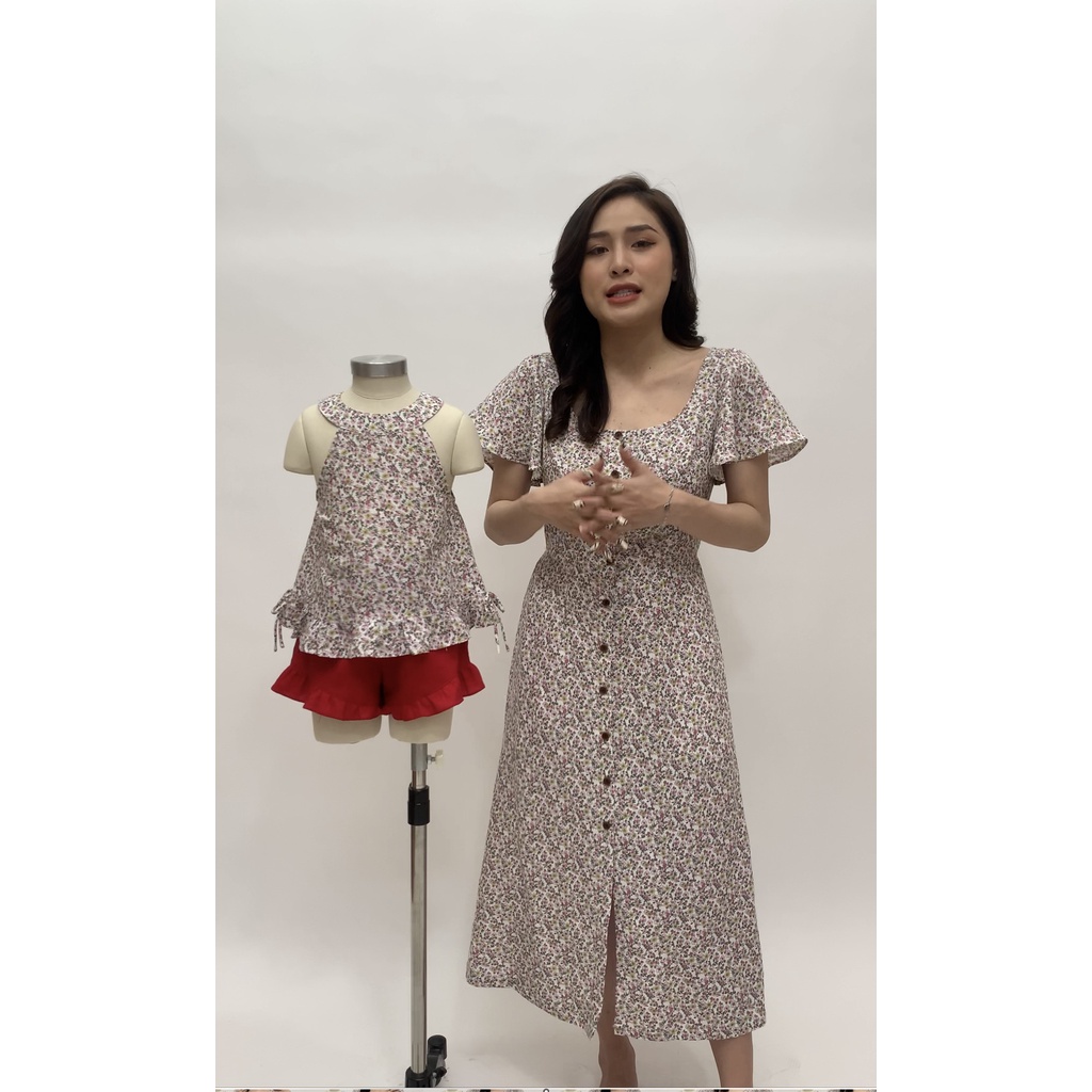 Đầm Hoa Nhí Mẹ & Bé Cao Cấp 3 Đậu Đậu-SB39