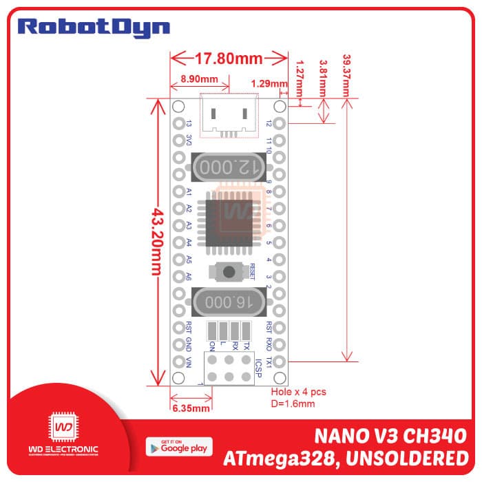 Arduino Nano V3 Ch340 Robotdyn Nano V3 Ch340G