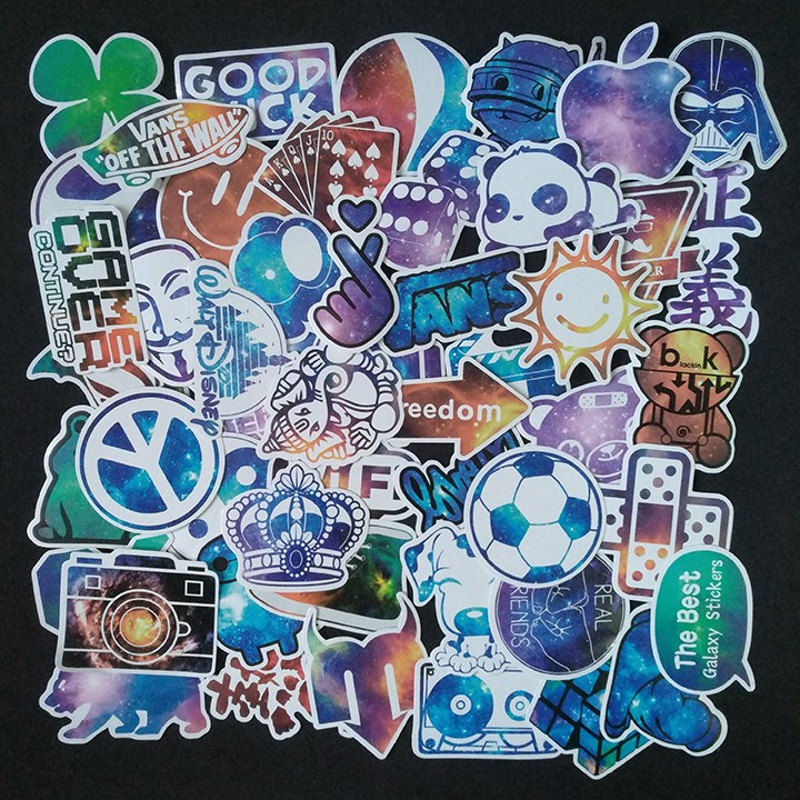 Bộ Sticker dán cao cấp chủ đề MÀU TÍM GALAXY - Dùng dán Xe, dán mũ bảo hiểm, dán Laptop...