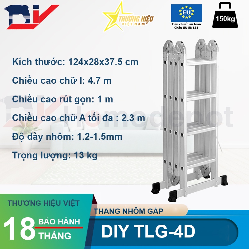 Thang nhôm gấp 4 đoạn DIY TLG-4D