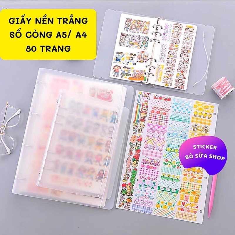 Sổ lưu trữ sticker bìa nhựa 80 trang A6 B6 A5 A4 đựng nhãn dán trang trí postcard giấy note stickerbosuashop
