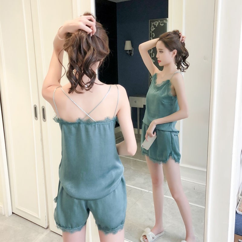 Bộ ngủ,Bộ Mặc Nhà 2 Dây Viền Ren Chất Mềm Mát N111