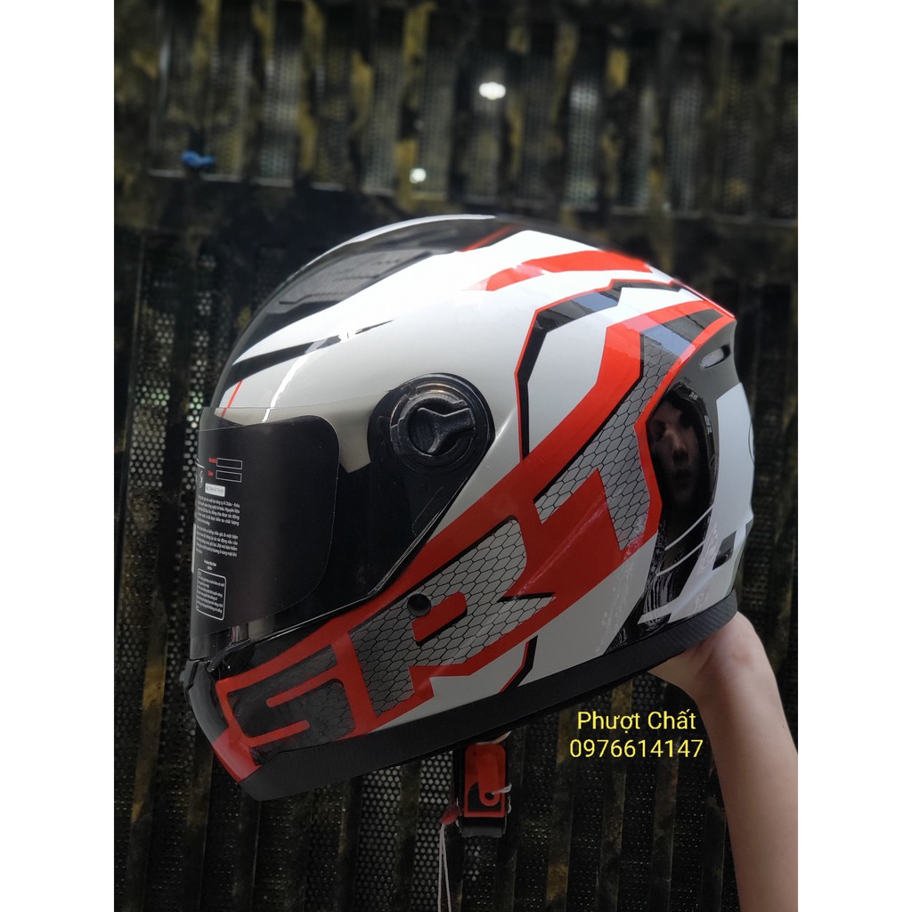 Mũ Fullface Asia tem SRT đỏ siêu ngầu
