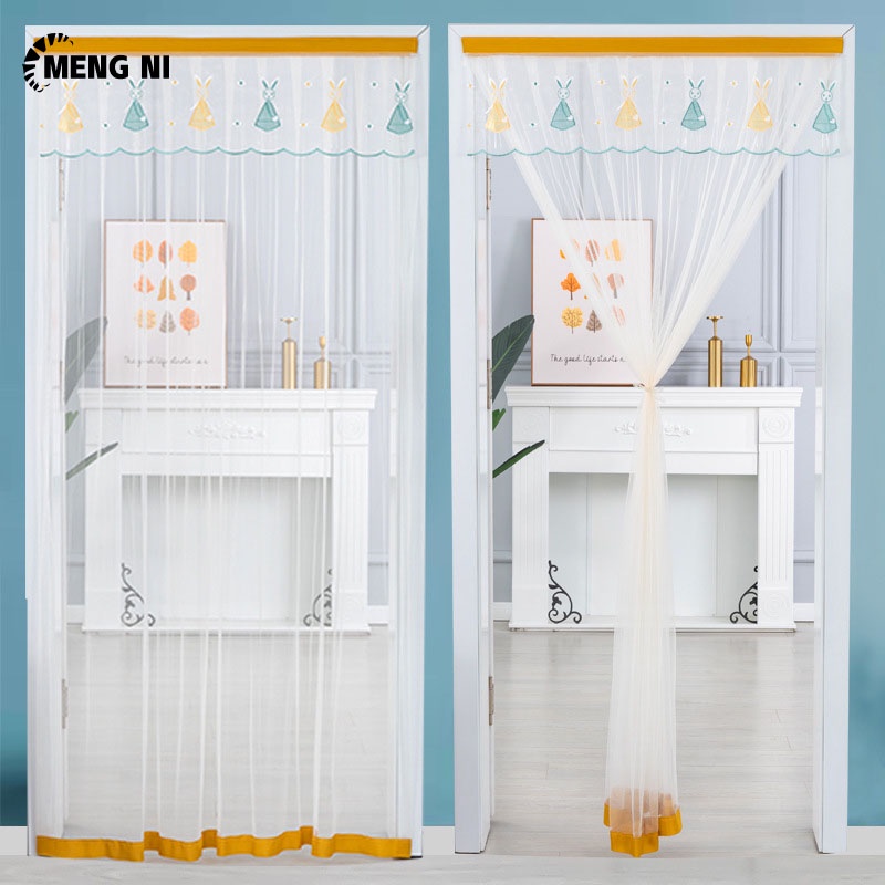 Rèm cửa chống muỗi MENGNI họa tiết thêu thời trang tiện dụng