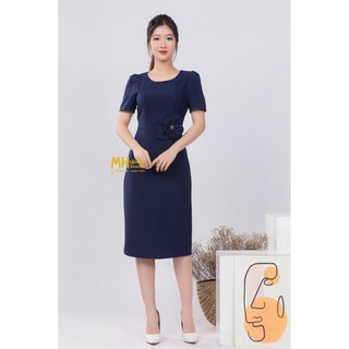 Đầm dáng ôm nữ tay ngắn ôm hoa eo thiết kế tiểu thư