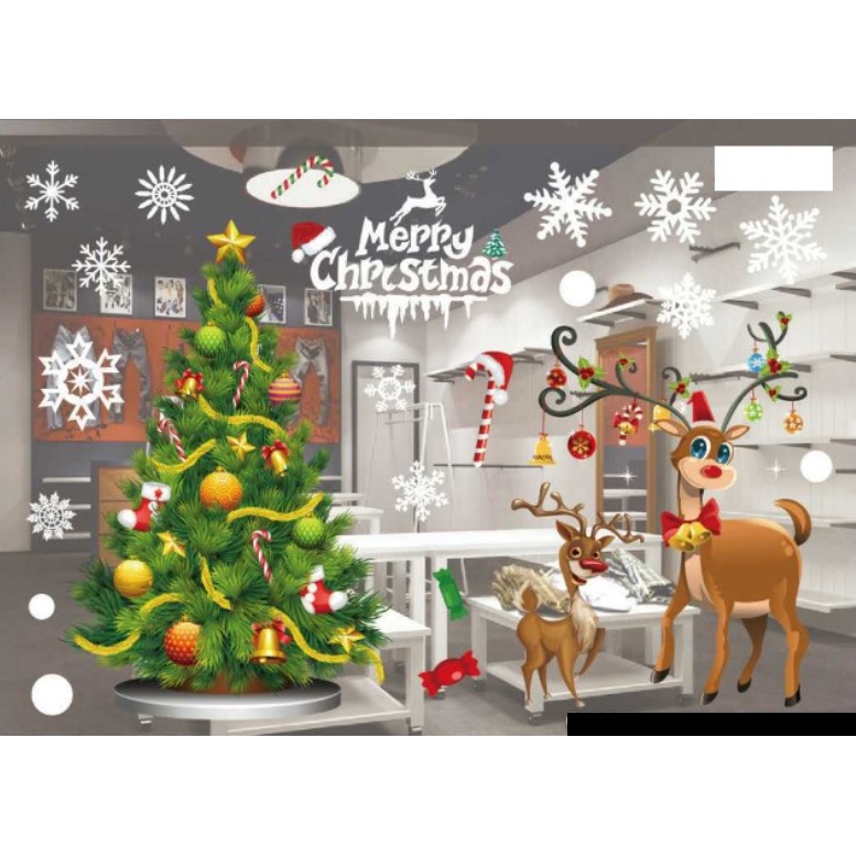 Decal Trang Trí Noel - Bé tuần lộc phối thông đáng yêu