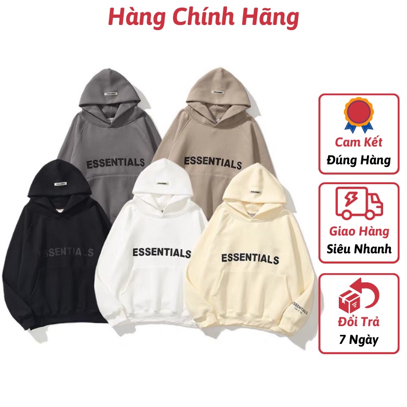 Áo Hoodie Unisex ESSENTIALL Nam Nữ Dáng Rộng Kèm Mũ HOT TREND - Áo nỉ bông unisex nam nữ KNN60