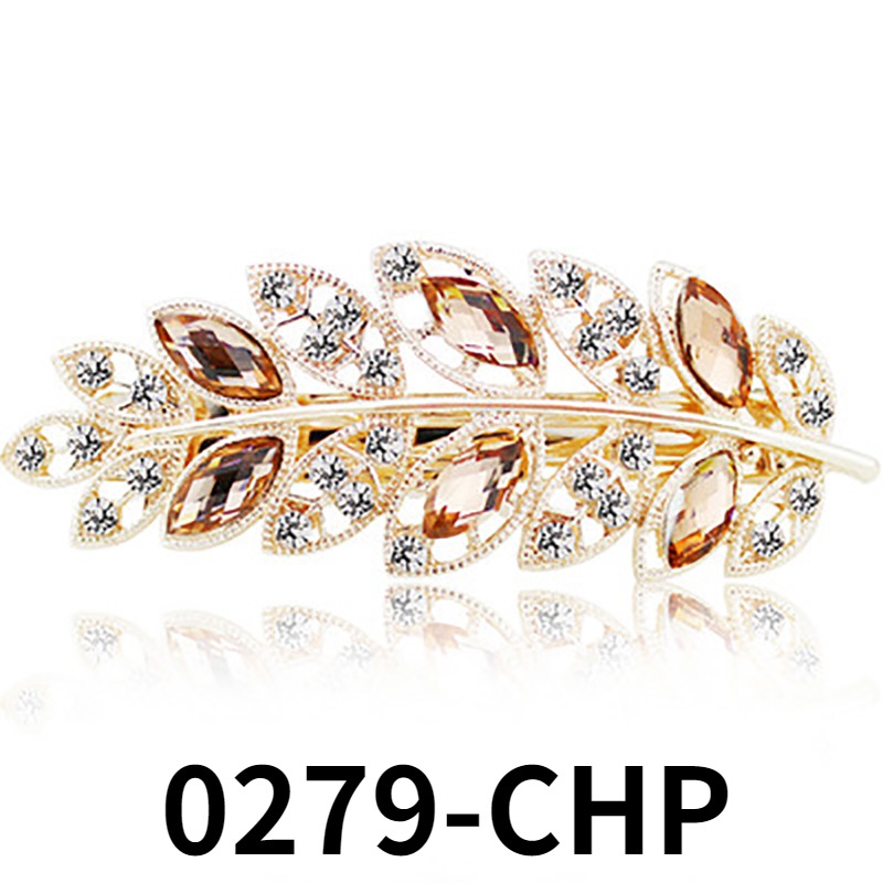 Kẹp Tóc Hợp Kim Hình Chiếc Lá Đính Đá 6 Màu Thời Trang Cho Nữ