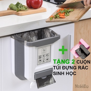 Thùng Rác Gấp Gọn Thông Minh Có Ngăn Để Túi Đựng Rác Tiện Lợi, Thùng Rác Mini Treo Tủ Bếp Dung Tích 10L NaHiDo