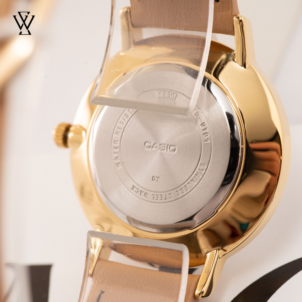 Đồng Hồ Quartz Nữ Casio WATCHSTORE LTP-VT01GL-7BUDF Thiết Kế Kính Khoáng 34mm, Dây Đeo Da Và Vỏ Thép Không Gỉ