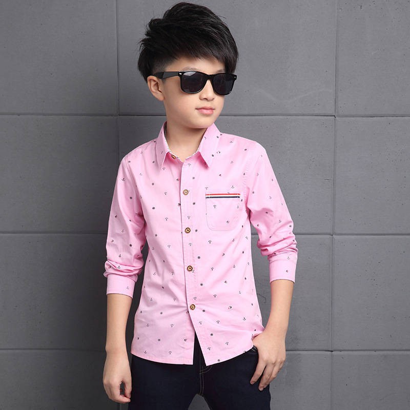 ❤ Áo sơ mi nam baju budak lelaki ❤ Áo sơ mi Cotton tay dài kẻ sọc thời trang xuân thu 2018 cho bé trai 10-12 tuổi