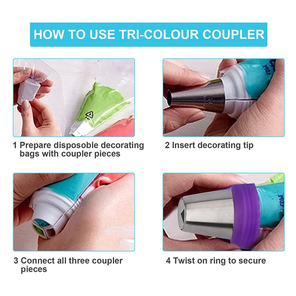 22/27 Đui bắt bông kem bằng thép không gỉ dùng trang trí bánh