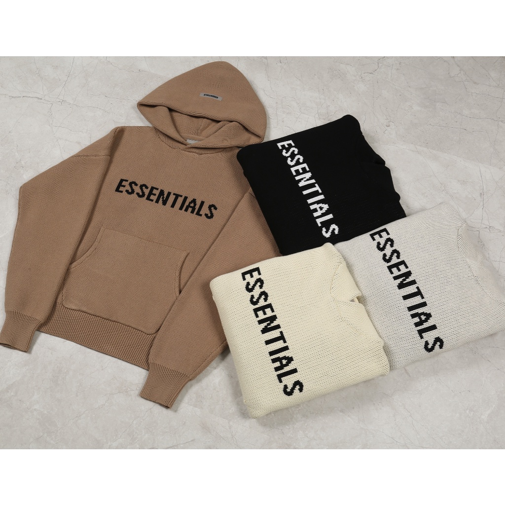 Áo Hoodie Dệt Kim In Chữ FOG Fear OF GOD Essentials 22S Thời Trang Cho Cặp Đôi