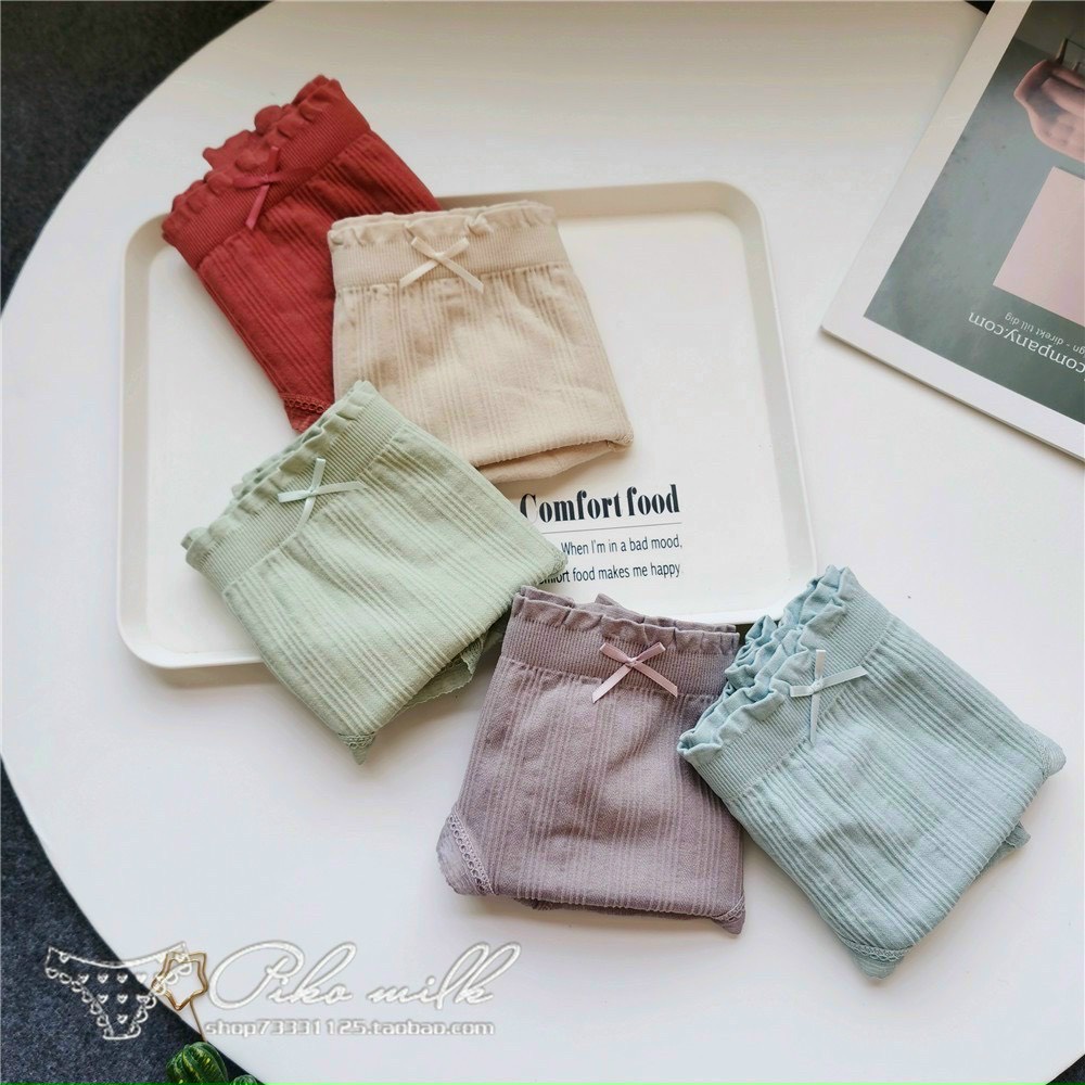 Quần Lót Nữ ❤️FREESHIP❤️ Quần Lót Cotton Nữ Cạp Cao kháng khuẩn viền đính nơ nhỏ nữ tính thon gọn mẫu A41