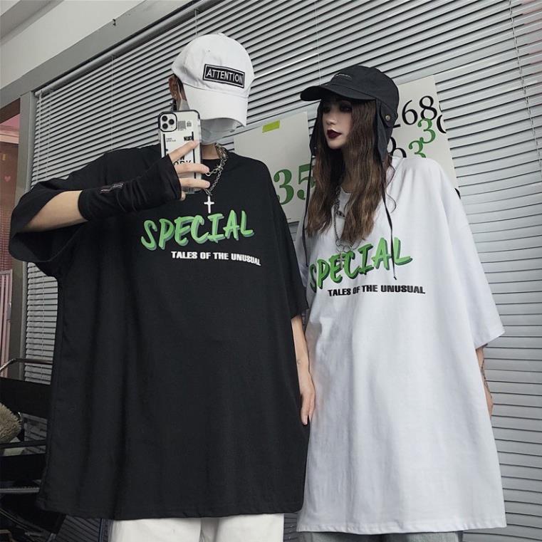 Áo thun tay lỡ unisex COCA dưới 75kg, áo phông form rộng in chữ Special