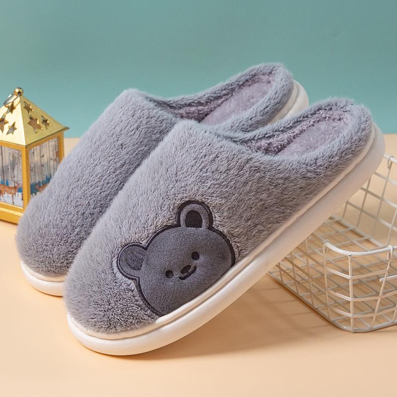Dép lông đi trong nhà, dép bông hình gấu, thỏ Brow siêu êm, ấm áp cho mùa đông SPN11